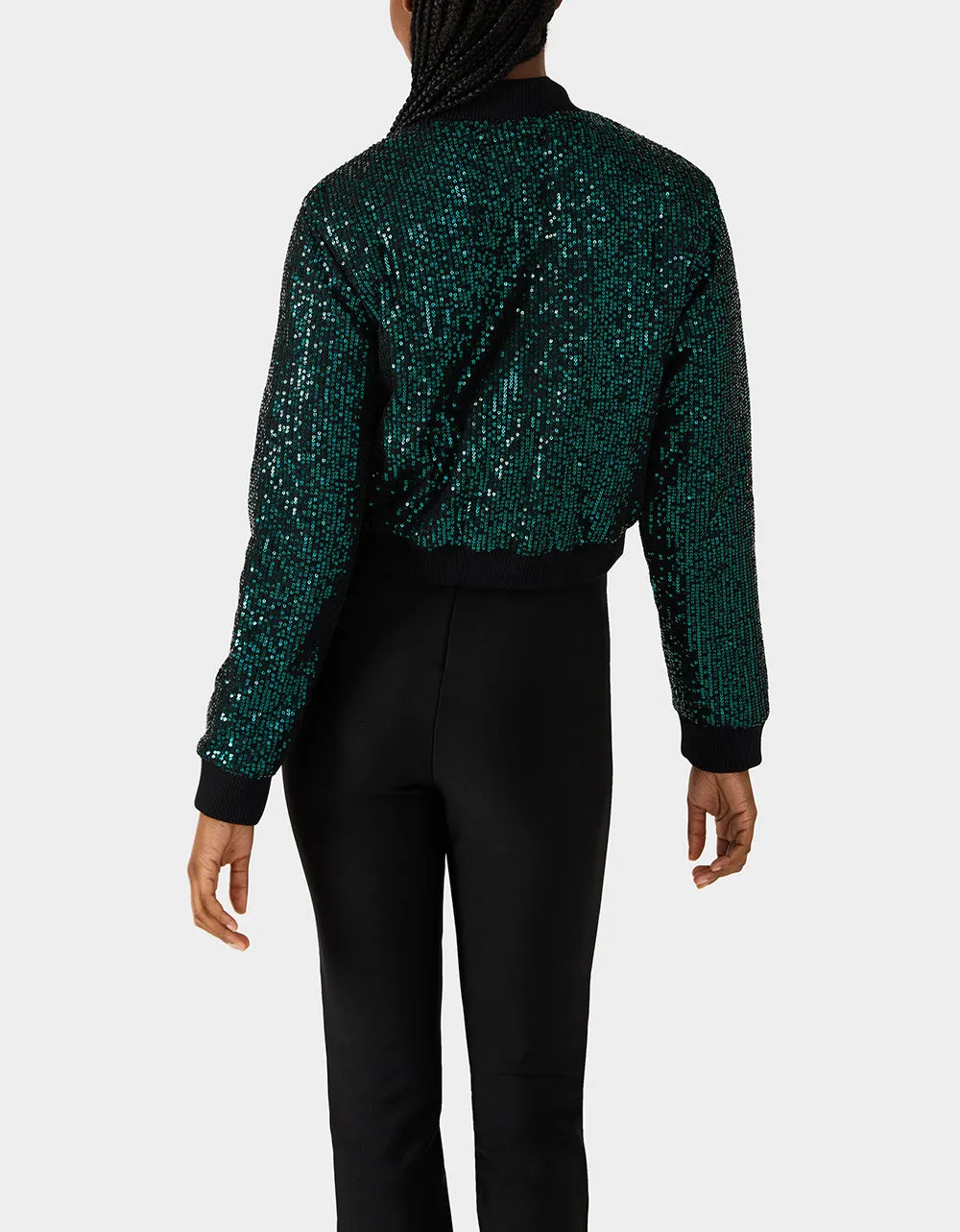 GLITTERATI BOMBER JACKET EMERALD GREEN sold by Betsey Johnson product image thumbnail 3