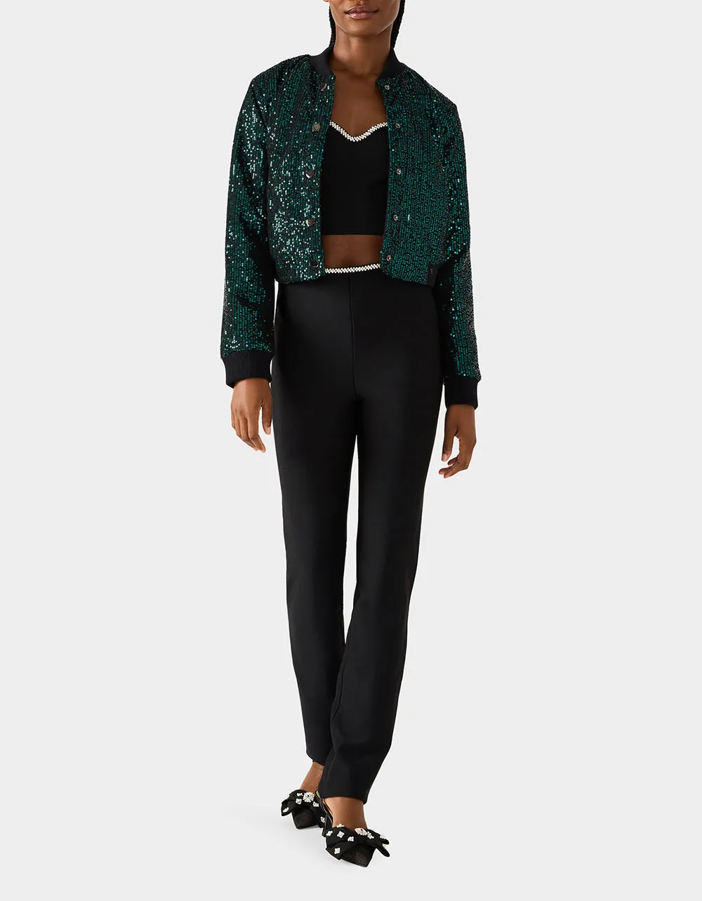 GLITTERATI BOMBER JACKET EMERALD GREEN sold by Betsey Johnson product image thumbnail 5
