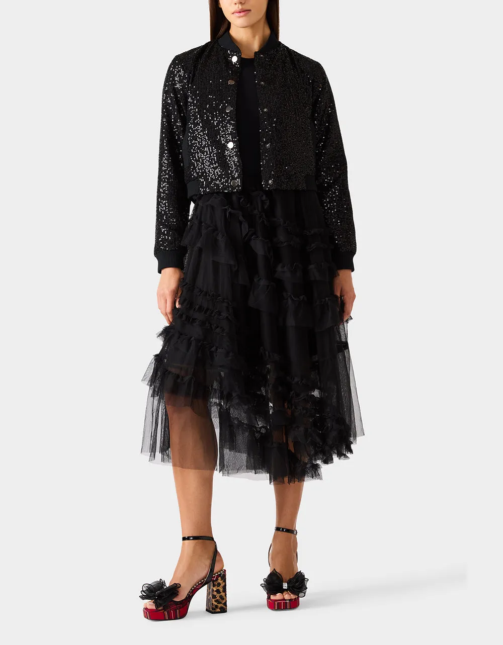 GLITTERATI BOMBER JACKET BLACK SEQUIN sold by Betsey Johnson product image thumbnail 2