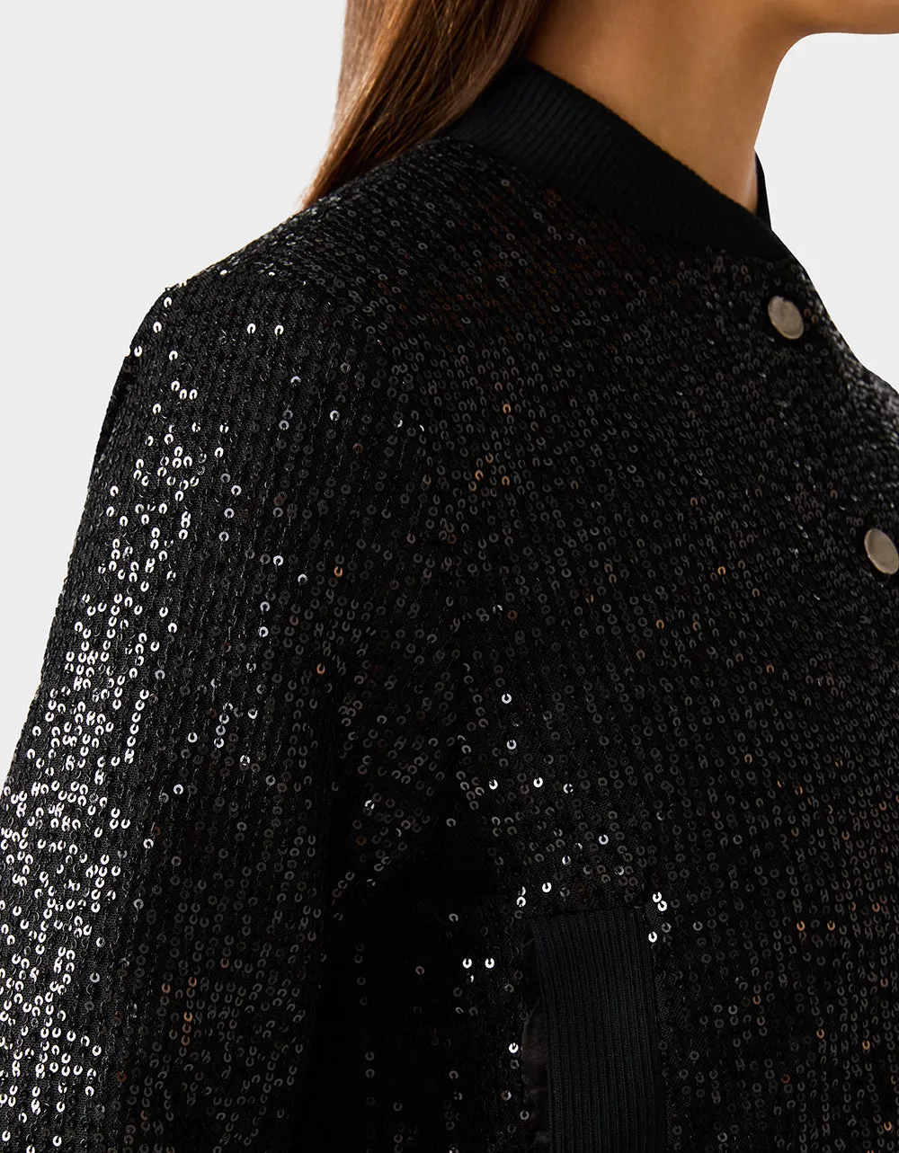 GLITTERATI BOMBER JACKET BLACK SEQUIN sold by Betsey Johnson product image thumbnail 5