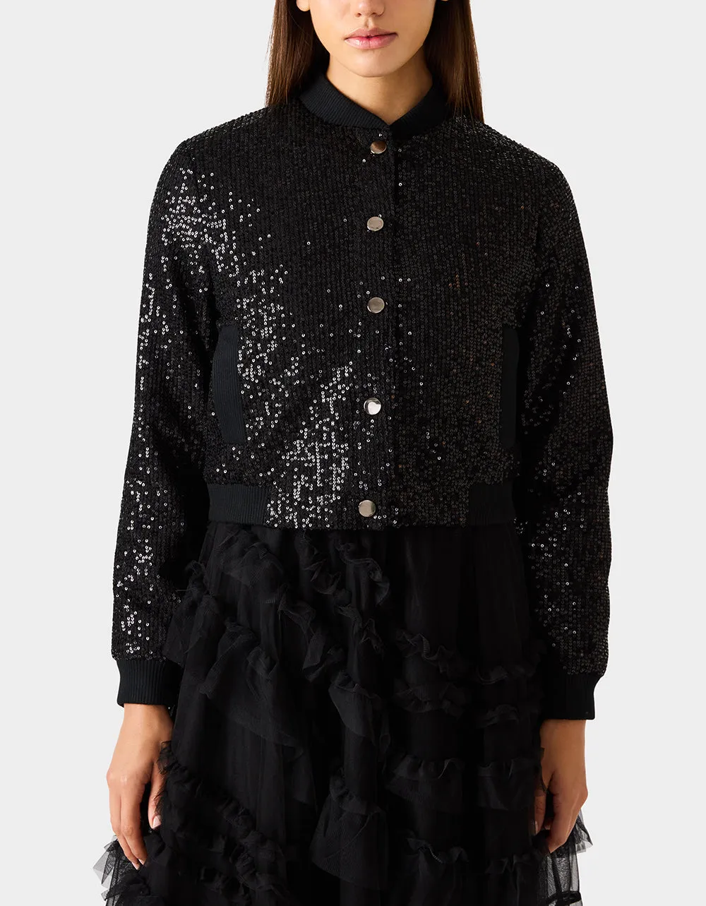 GLITTERATI BOMBER JACKET BLACK SEQUIN sold by Betsey Johnson