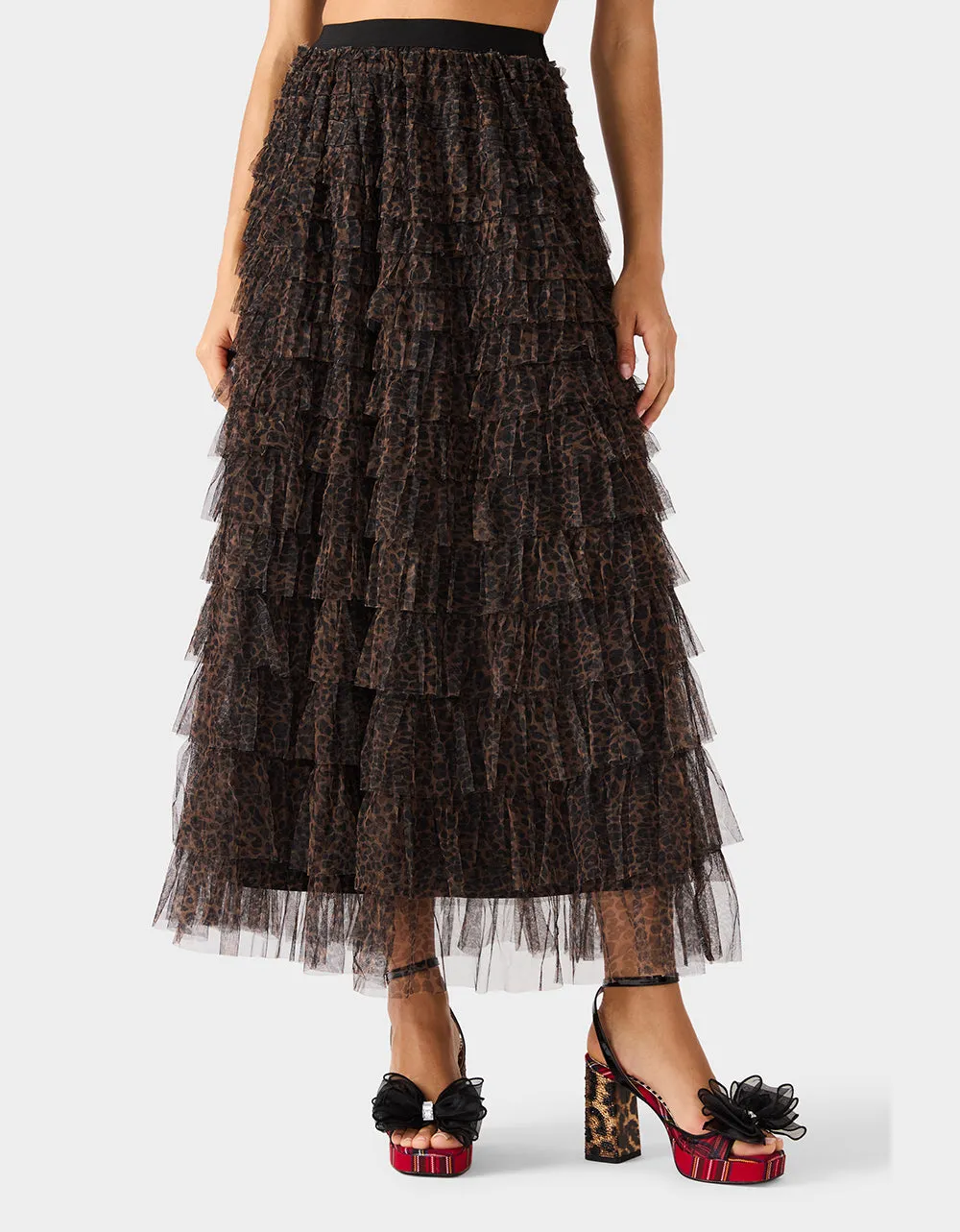 RUFFLED MAXI SKIRT LEOPARD sold by Betsey Johnson