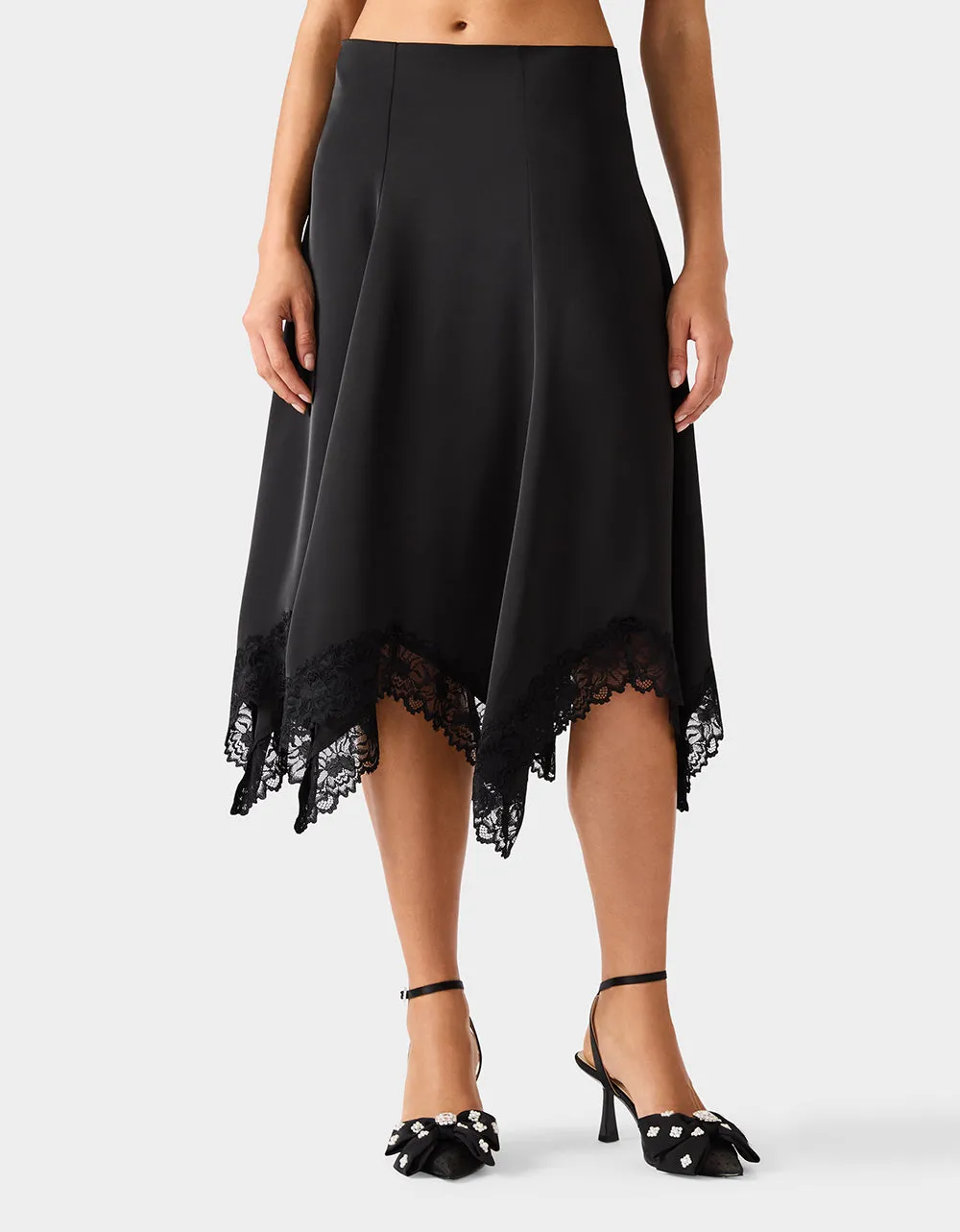 LACE SLIP MIDI SKIRT BLACK sold by Betsey Johnson product image thumbnail 3