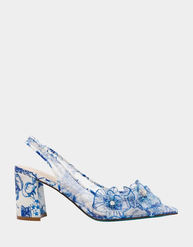 PETRA WHITE/BLUE FLORAL sold by Betsey Johnson