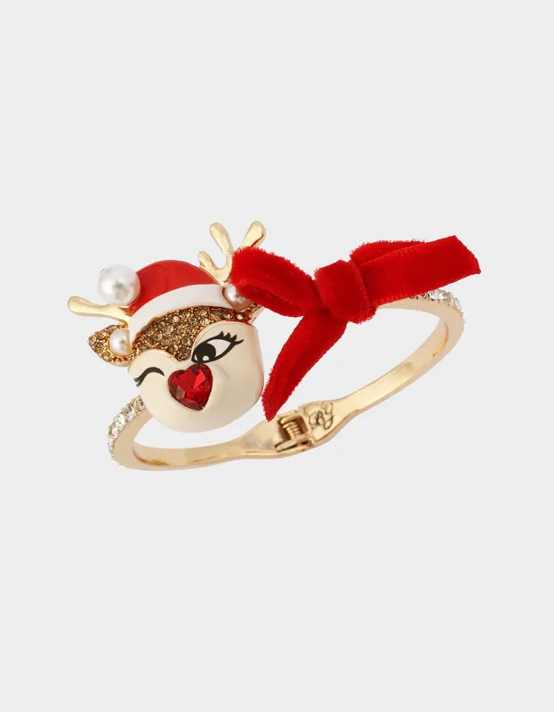 REINDEER BOW HINGE BRACELET sold by Betsey Johnson