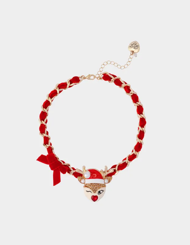 REINDEER BOW SHORT PENDANT sold by Betsey Johnson