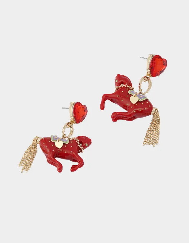YEAR OF THE HORSE DROP EARRINGS RED sold by Betsey Johnson