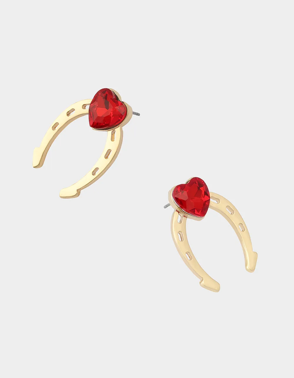 HORSESHOE STUD EARRINGS RED sold by Betsey Johnson product image thumbnail 2