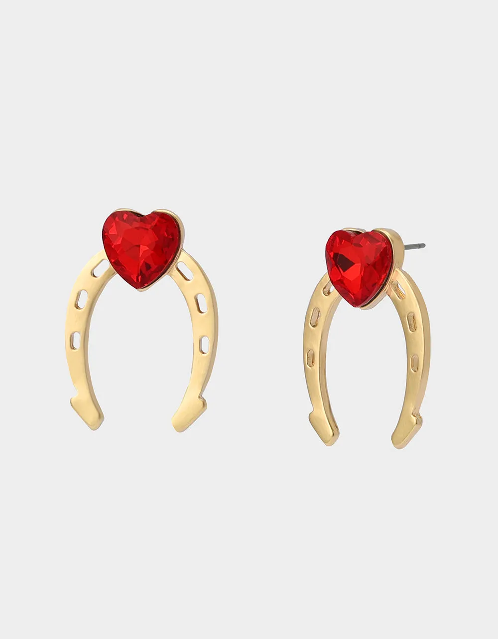 HORSESHOE STUD EARRINGS RED sold by Betsey Johnson