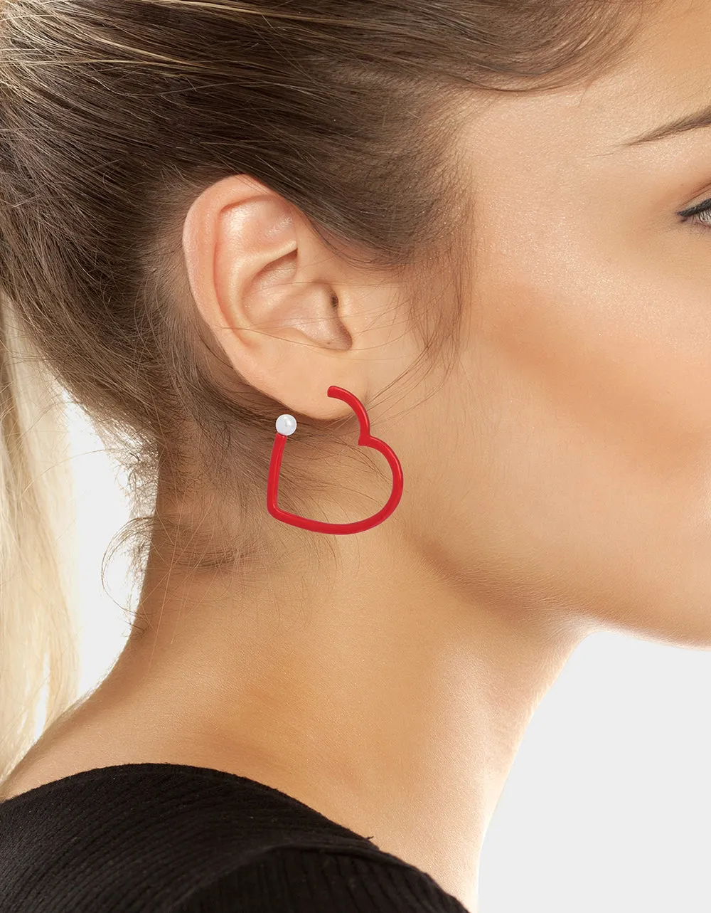 HEART HOOP EARRINGS RED sold by Betsey Johnson product image thumbnail 5