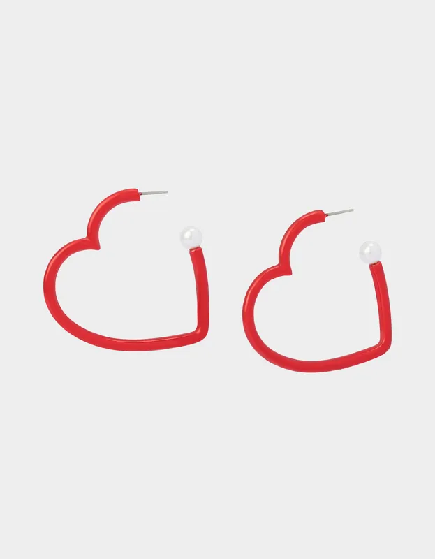 HEART HOOP EARRINGS RED sold by Betsey Johnson
