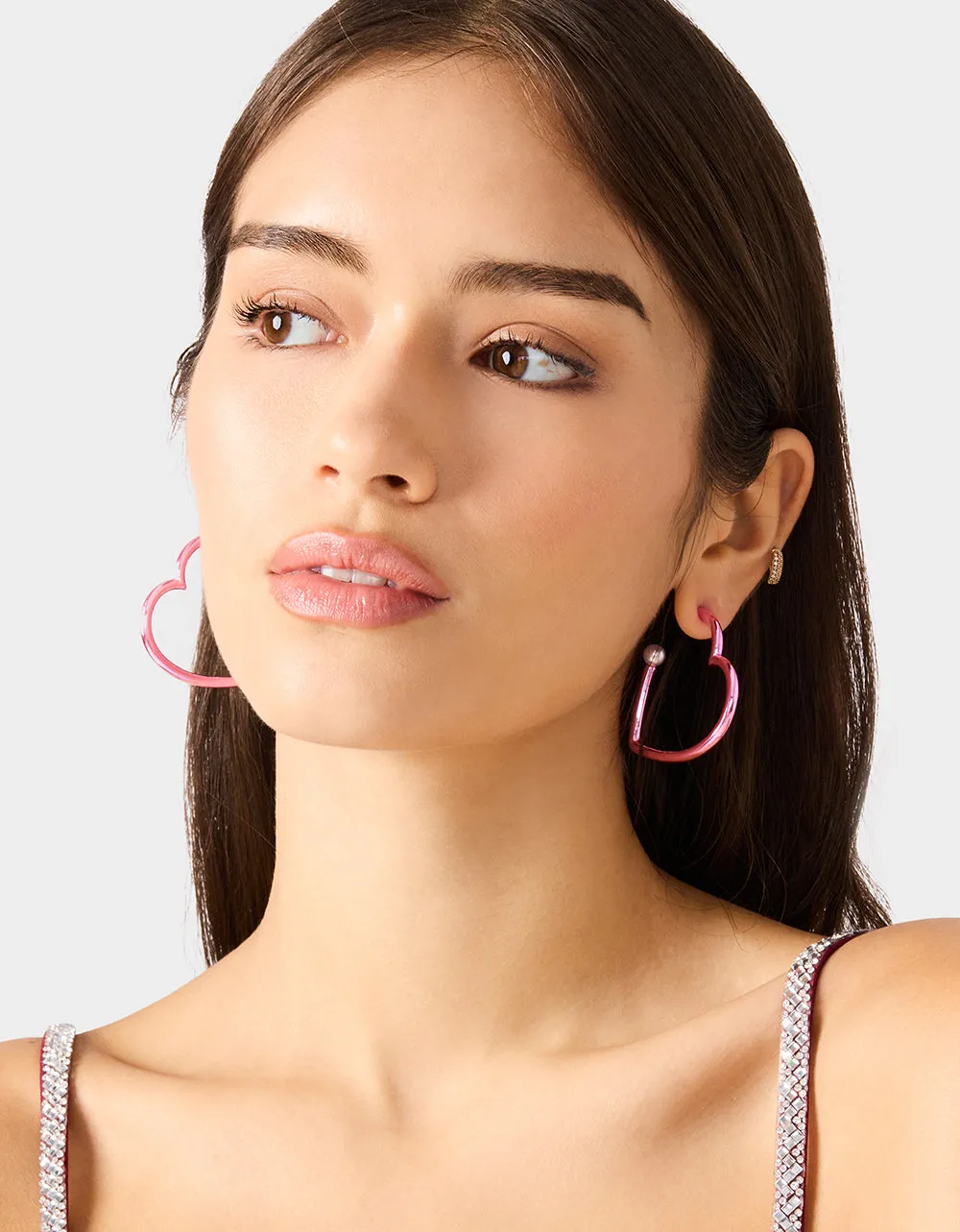 HEART HOOP EARRINGS PINK/WHITE sold by Betsey Johnson product image thumbnail 2