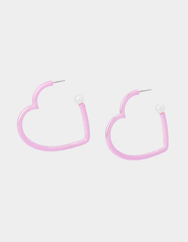 HEART HOOP EARRINGS PINK/WHITE sold by Betsey Johnson