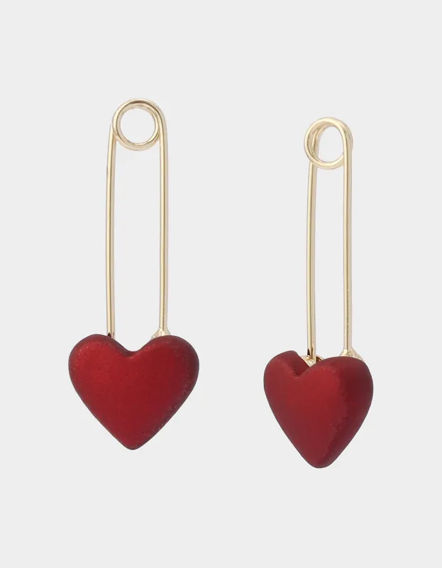HEART SAFETY PIN DROP EARRINGS sold by Betsey Johnson