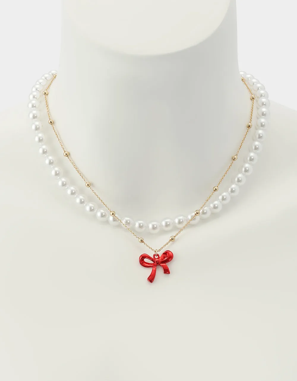 PEARL BOW NECKLACE SET RED sold by Betsey Johnson product image thumbnail 5
