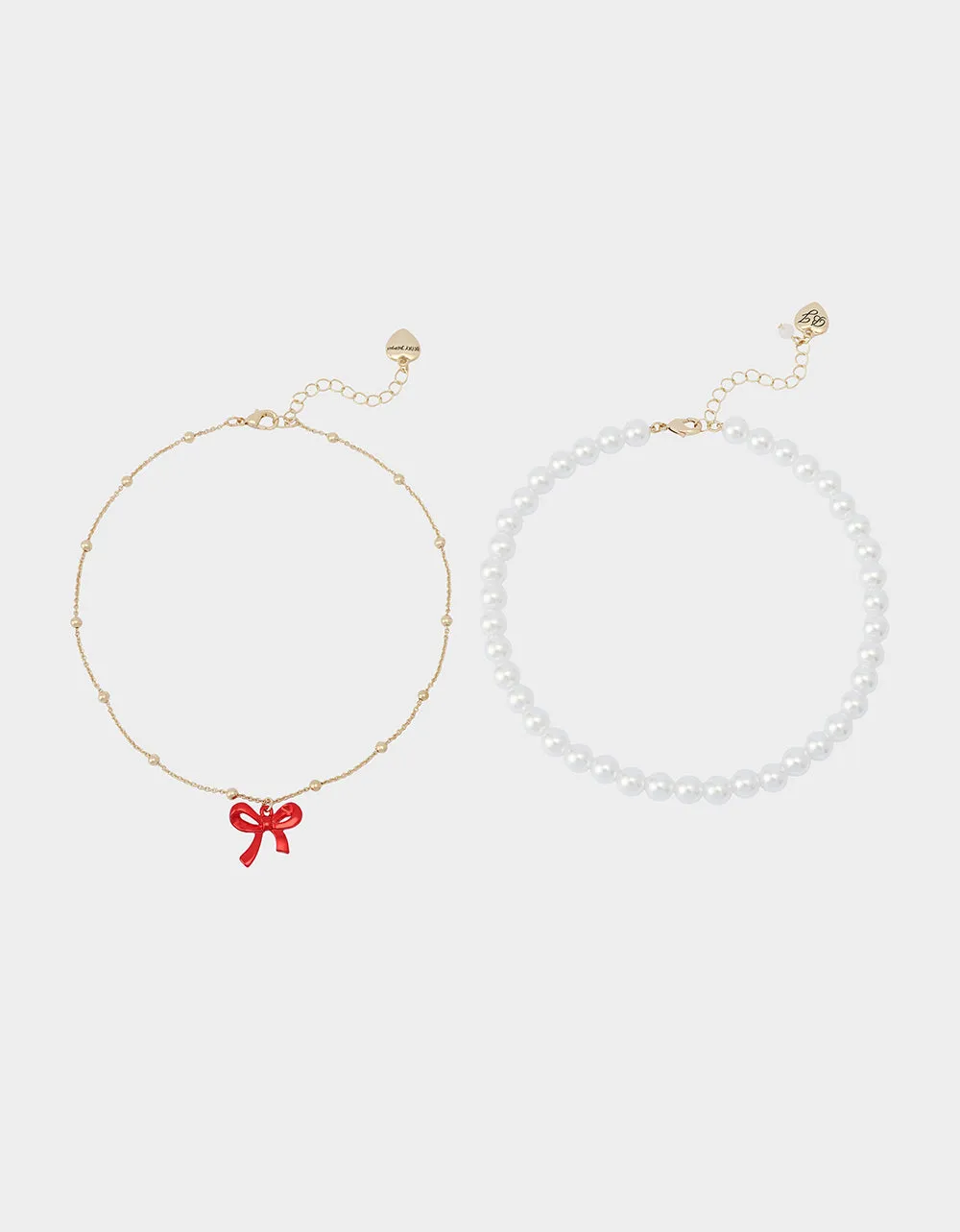 PEARL BOW NECKLACE SET RED sold by Betsey Johnson product image thumbnail 2