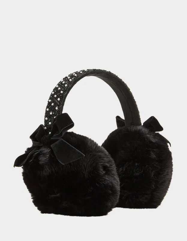 EMBELLISHED BAND EARMUFF WITH BOW BLACK sold by Betsey Johnson