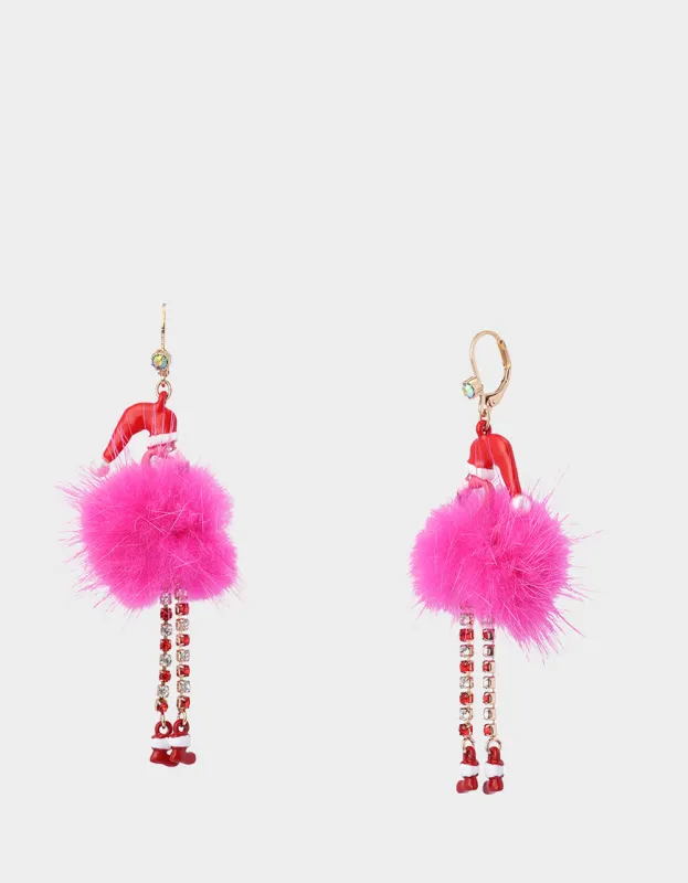 FLUFFY FLAMINGO DROP EARRINGS PINK | RE:LUV sold by Betsey Johnson