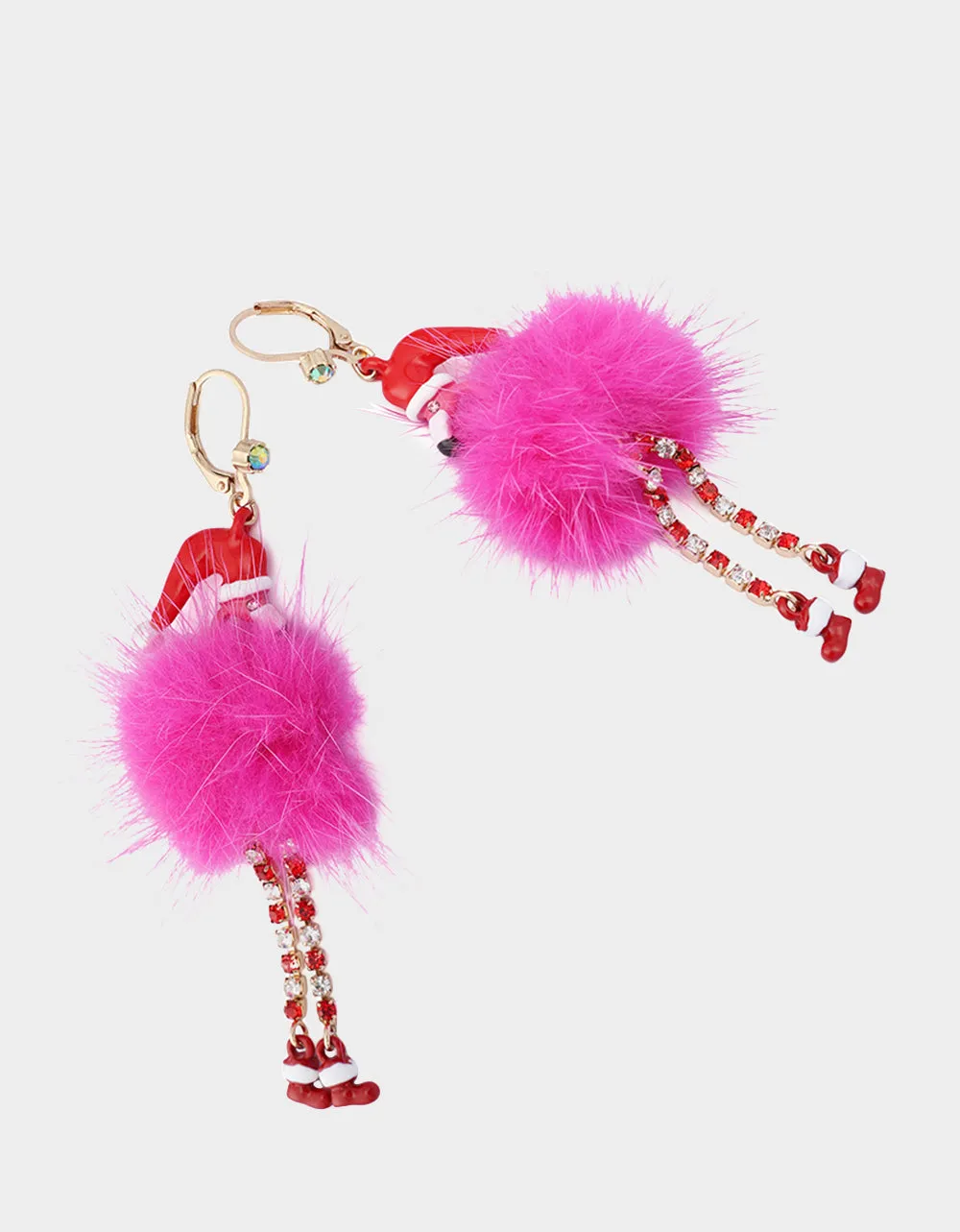FLUFFY FLAMINGO DROP EARRINGS PINK | RE:LUV sold by Betsey Johnson product image thumbnail 2
