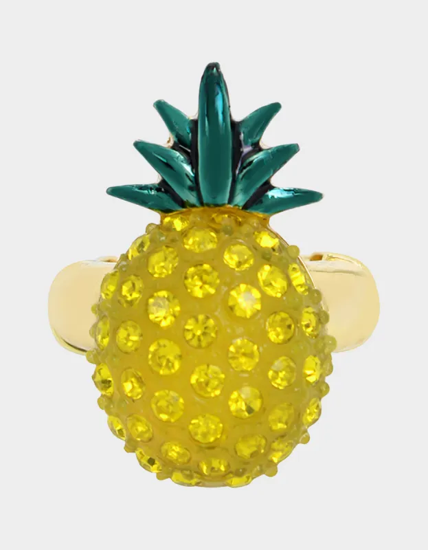 BETSEYS POOL PARTY PINEAPPLE STRETCH RING YELLOW sold by Betsey Johnson