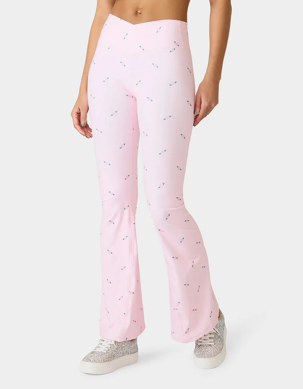 ROSE PRINT CROSSOVER LEGGINGS PINK ROSE sold by Betsey Johnson product image thumbnail 2