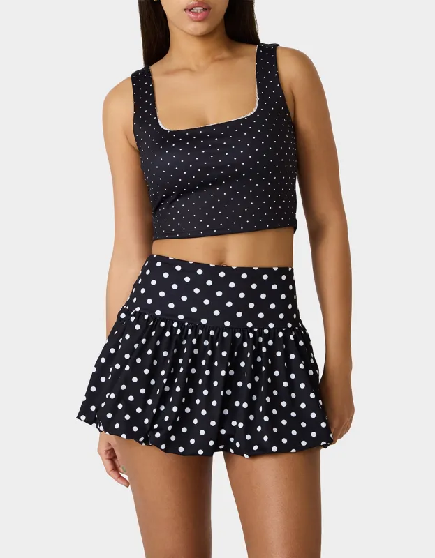 POLKA DOT PRINT CROP TOP TANK BLACK MULTI sold by Betsey Johnson