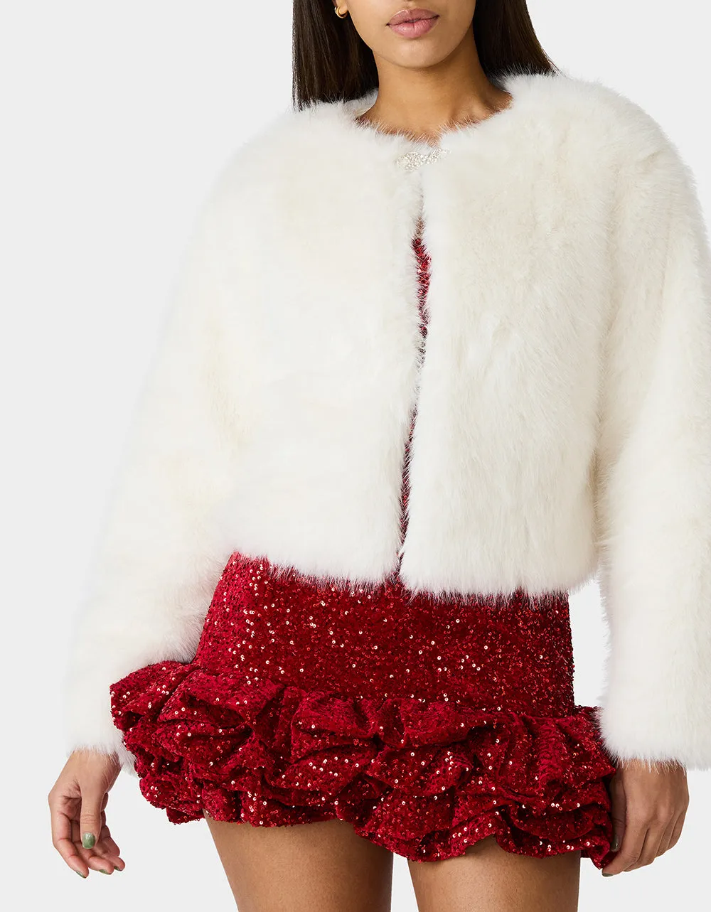 CHAMPAGNE LUXE FAUX FUR JACKET CREAM sold by Betsey Johnson product image thumbnail 2