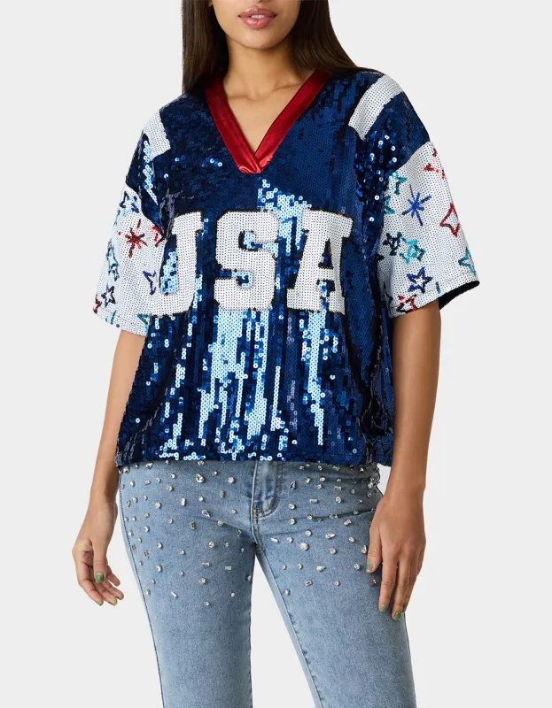 USA JERSEY BLUE made by Betsey Johnson