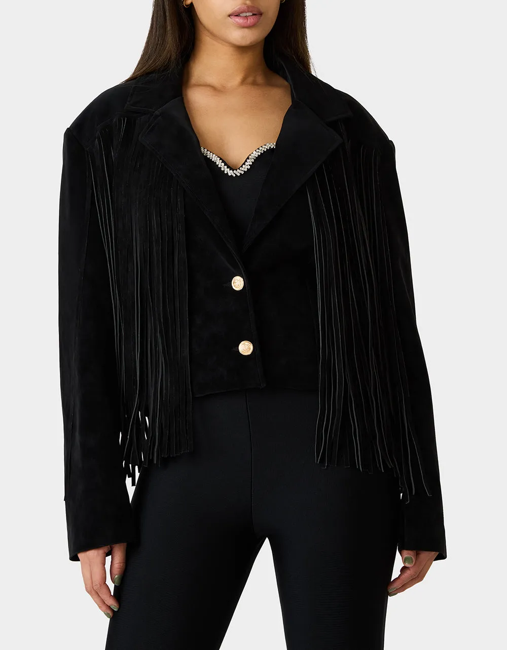 FRINGE FEVER JACKET BLACK sold by Betsey Johnson