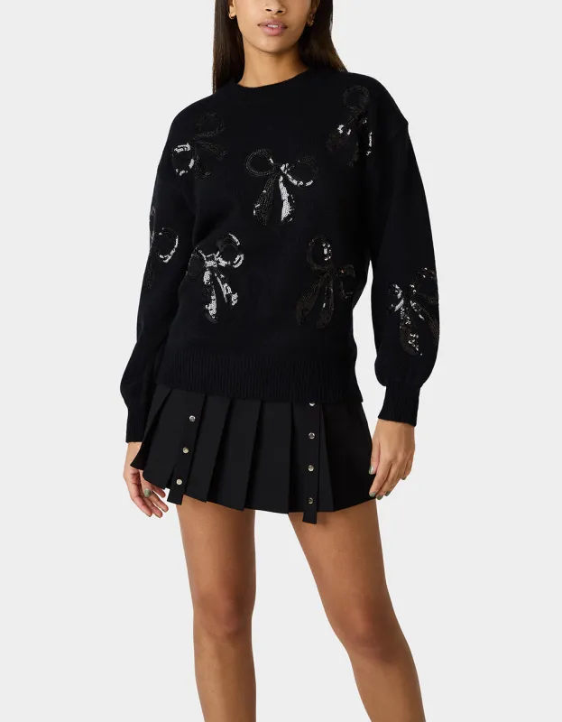 SEQUIN BOW SWEATER BLACK sold by Betsey Johnson