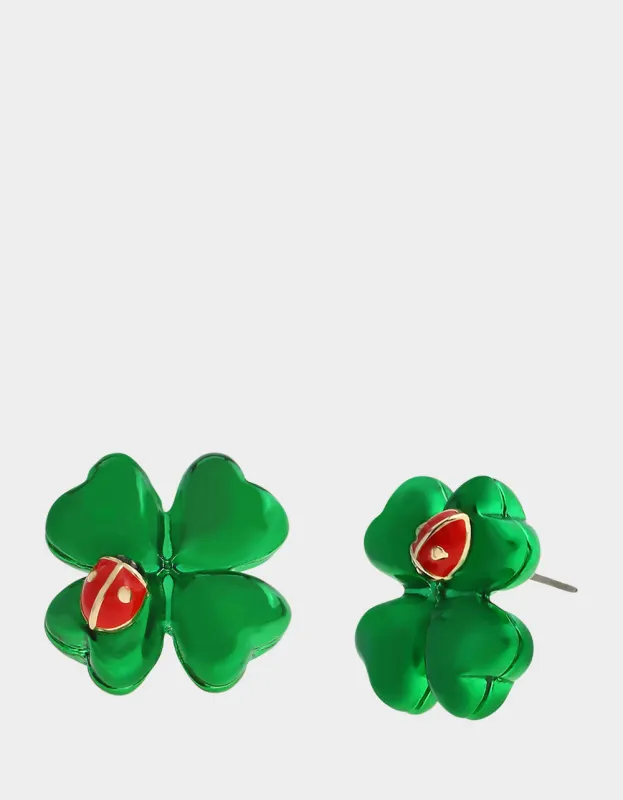 SHAMROCK LADYBUG STUD EARRINGS GREEN sold by Betsey Johnson