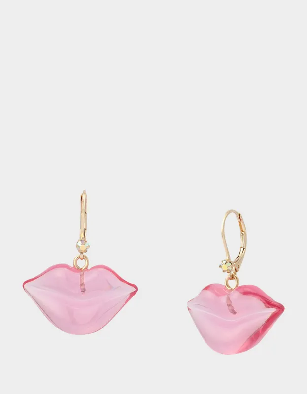 LIPS LEVER BACK EARRINGS PINK sold by Betsey Johnson