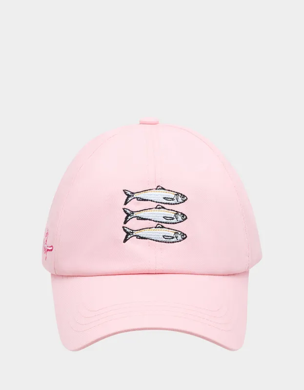 SARDINE EMBROIDERED BASEBALL CAP PINK sold by Betsey Johnson