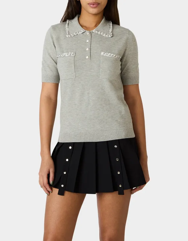 POLISHED IN PEARLS POLO HEATHER GREY sold by Betsey Johnson