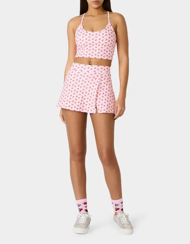CHERRY GINGHAM SIDE SLIT SKORT PINK MULTI sold by Betsey Johnson