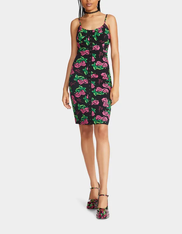 80TH BASH SNAP FRONT SLIP DRESS ROSES | RE:LUV made by Betsey Johnson
