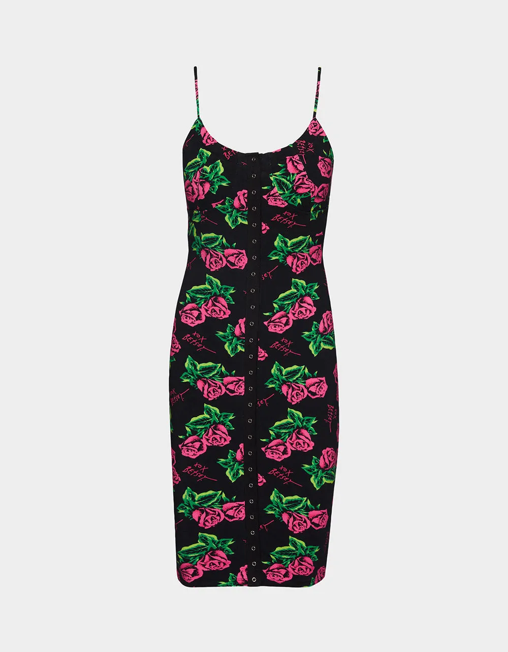 80TH BASH SNAP FRONT SLIP DRESS ROSES | RE:LUV sold by Betsey Johnson product image thumbnail 3