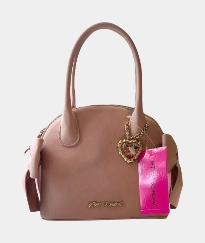 XOHOLLY Blush Dome Satchel Crossbody with Charm | RE:LUV sold by Betsey Johnson