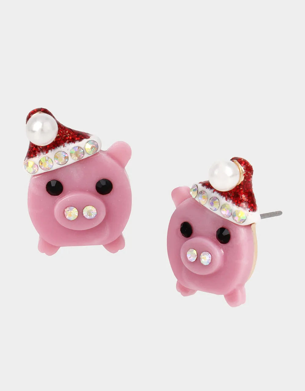 HOLIDAY WHIMSY SANTA PIG STUDS PINK | RE:LUV sold by Betsey Johnson product image thumbnail 3
