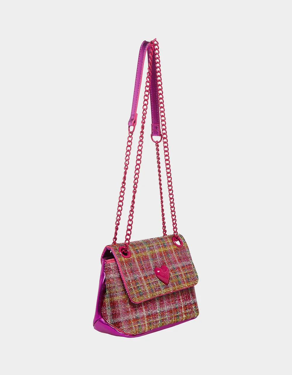 RHINESTONE CONVERTIBLE SHOULDER BAG PINK | RE:LUV sold by Betsey Johnson product image thumbnail 2