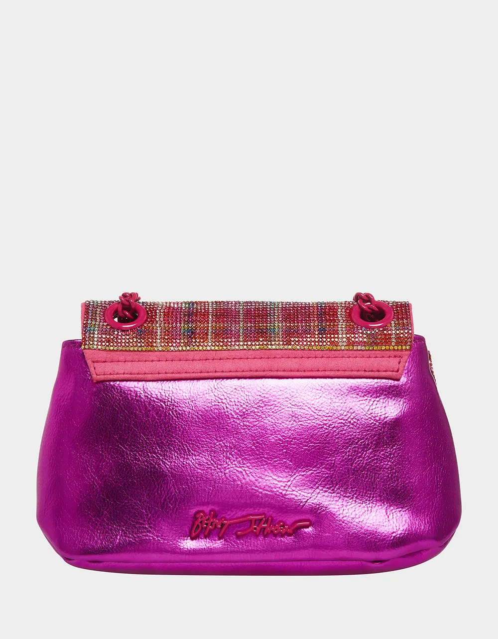 RHINESTONE CONVERTIBLE SHOULDER BAG PINK | RE:LUV sold by Betsey Johnson product image thumbnail 3