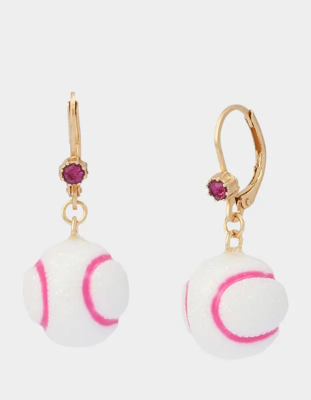 BASEBALL LEVER BACK EARRINGS WHITE sold by Betsey Johnson