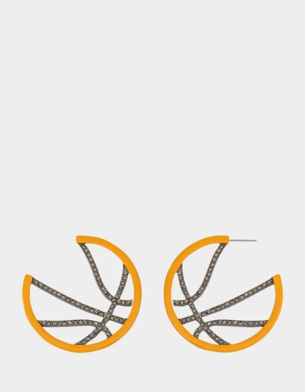 BASKETBALL HOOP EARRINGS ORANGE sold by Betsey Johnson
