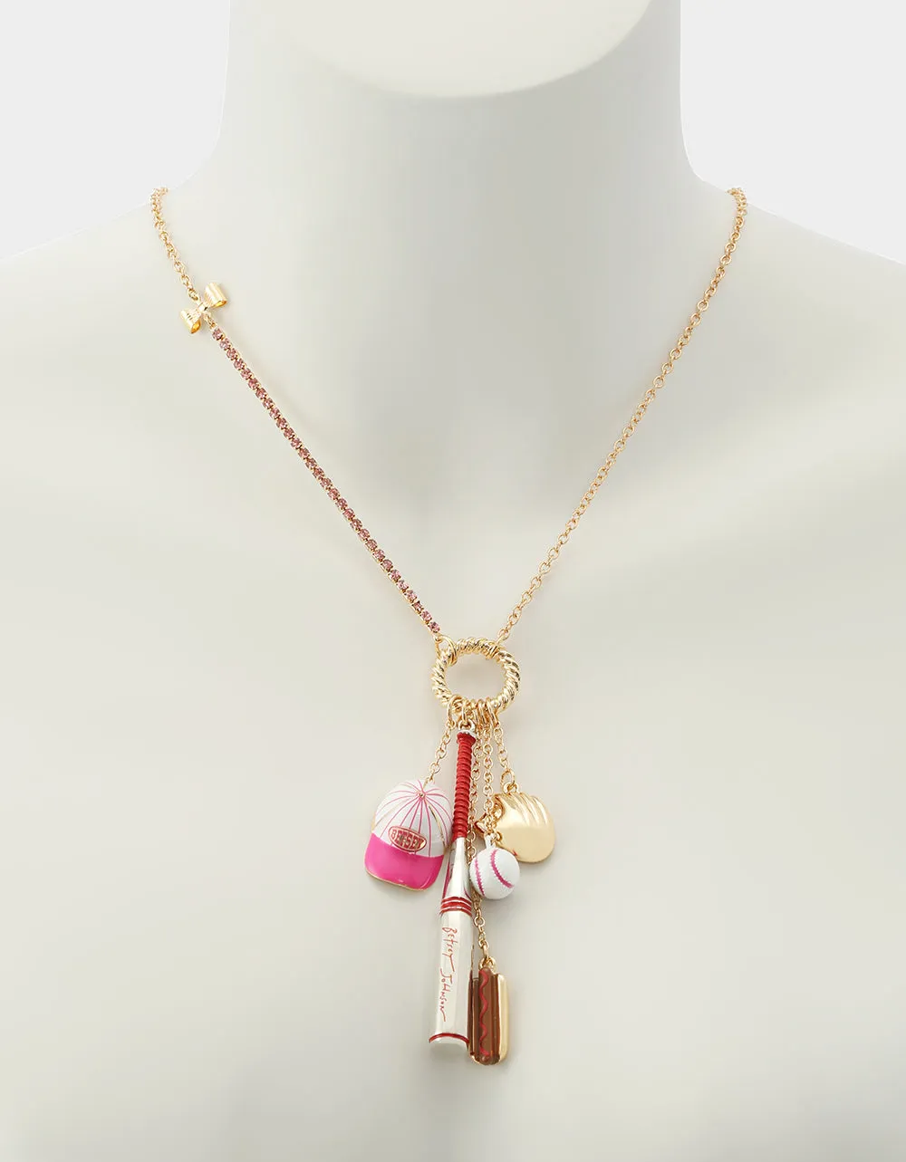 BASEBALL CHARM PENDANT NECKLACE PINK sold by Betsey Johnson product image thumbnail 4