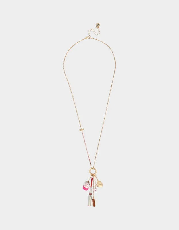 BASEBALL CHARM PENDANT NECKLACE PINK sold by Betsey Johnson