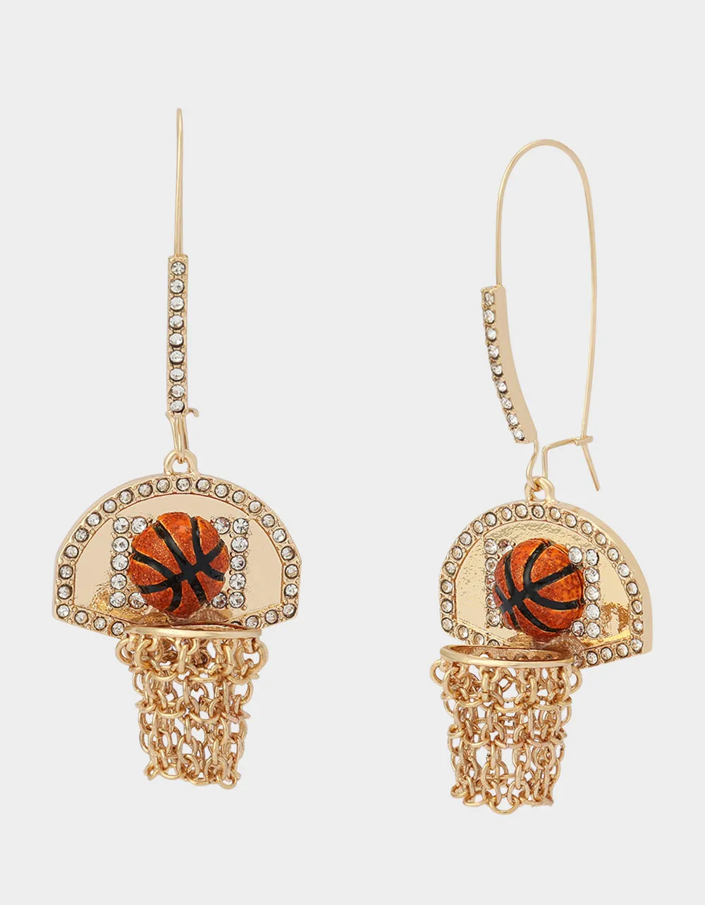 BASKETBALL HOOP SHEPPARD HOOK EARRINGS ORANGE sold by Betsey Johnson