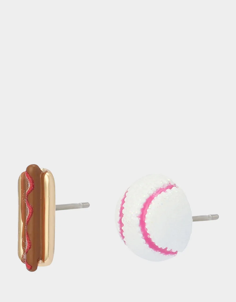 MISMATCH HOTDOG BASEBALL STUDS WHITE sold by Betsey Johnson product image thumbnail 2