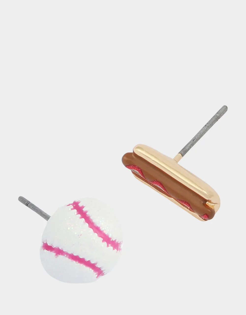 MISMATCH HOTDOG BASEBALL STUDS WHITE sold by Betsey Johnson product image thumbnail 3