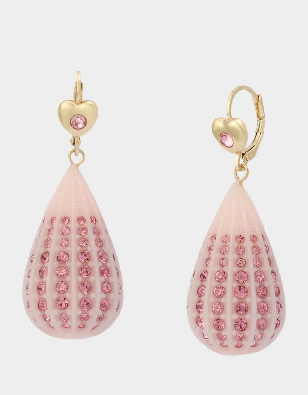CRYSTAL TEAR LEVER EARRINGS PINK sold by Betsey Johnson