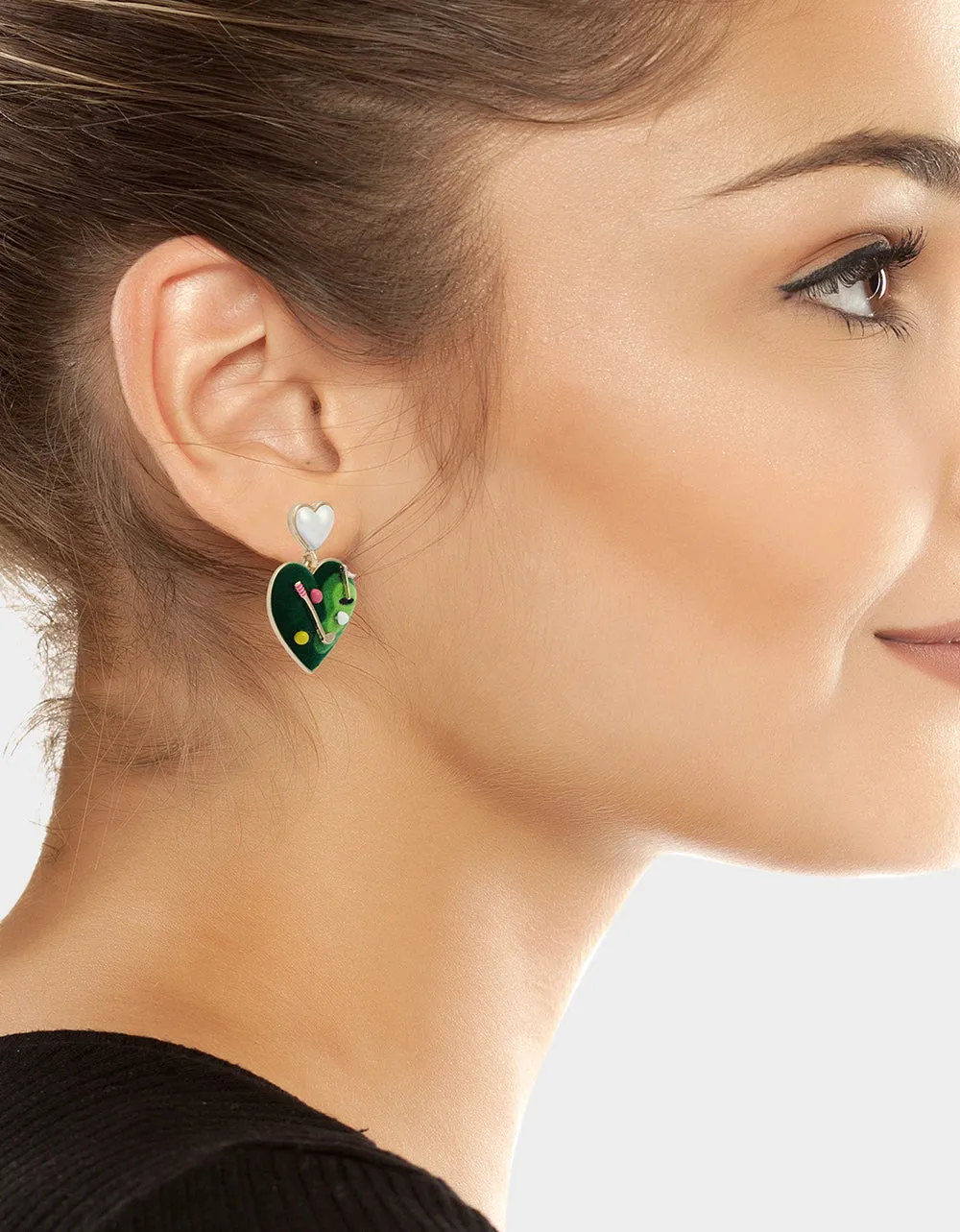 HEART GOLF DOUBLE DROP EARRINGS GREEN sold by Betsey Johnson product image thumbnail 3